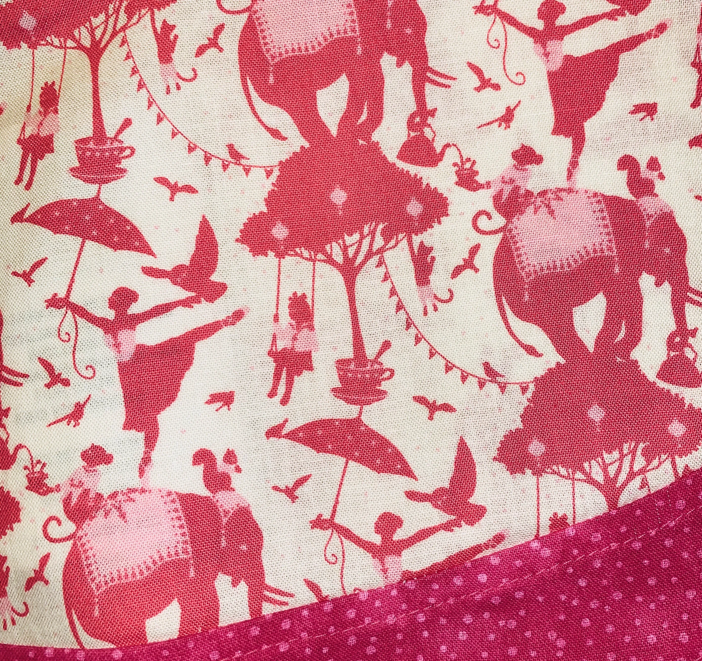 2 Piece Set - Skirt & Slip Ons - Red Elephants and Ballerinas Two-Toned