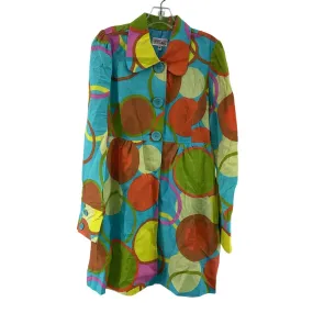3 Sisters Colorful Polka Dot Linen Long Sleeve Shirt Dress Size M Women Preowned