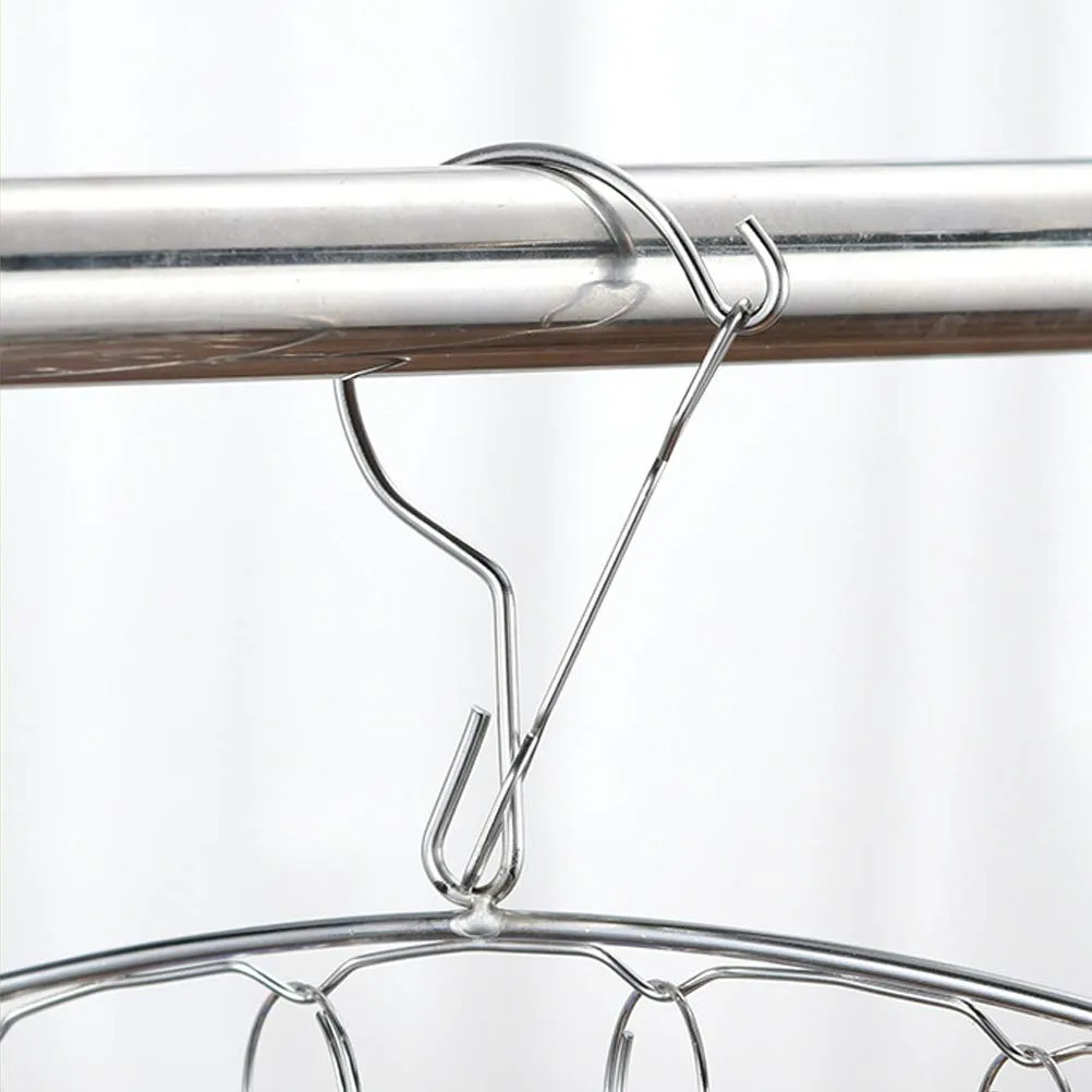 4 PCS Stainless Steel Drying Drip Hanger, Laundry Clothesline Hanging Rack Windproof Drying Rack with 10 Pegs for Underwear Socks Bras Baby Clothes Gloves