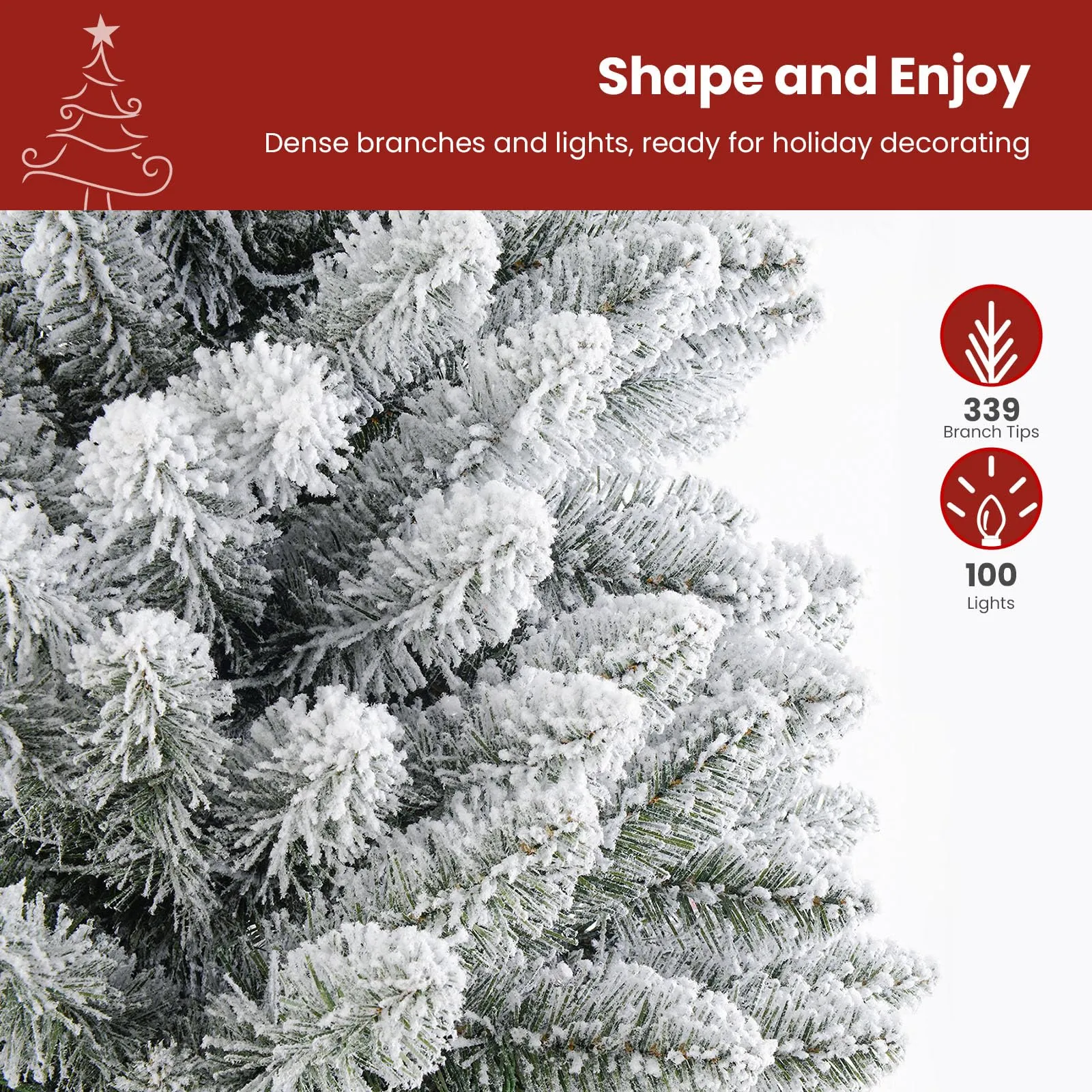 4ft Prelit Warm White Lights Snow Flocked Artificial Holiday Christmas Tree