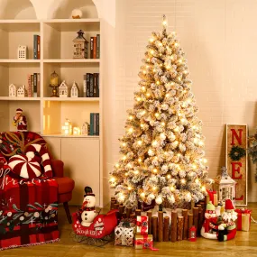 4ft Prelit Warm White Lights Snow Flocked Artificial Holiday Christmas Tree