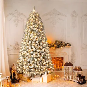 6ft Prelit 250 Warm White Lights Snow Flocked Artificial Holiday Christmas Tree
