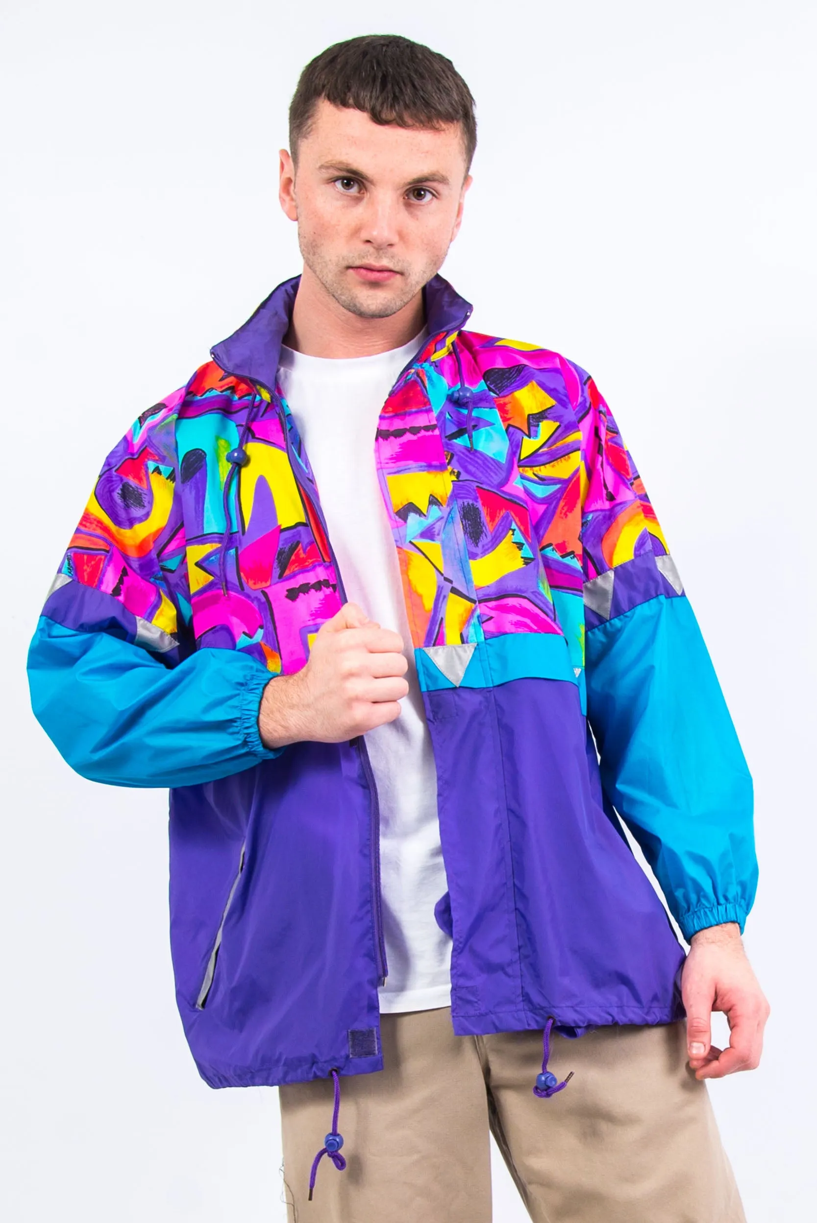 90's Patterned Windbreaker Cagoule Jacket