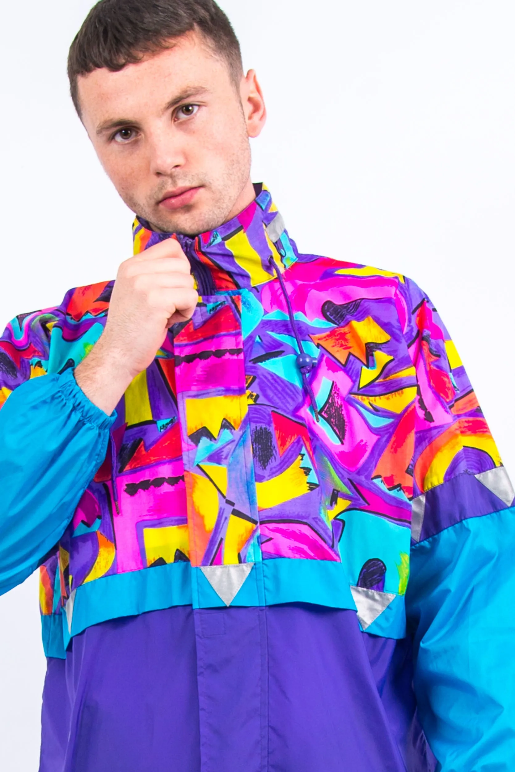 90's Patterned Windbreaker Cagoule Jacket