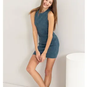 Acid Washed Ribbed Mini Dress