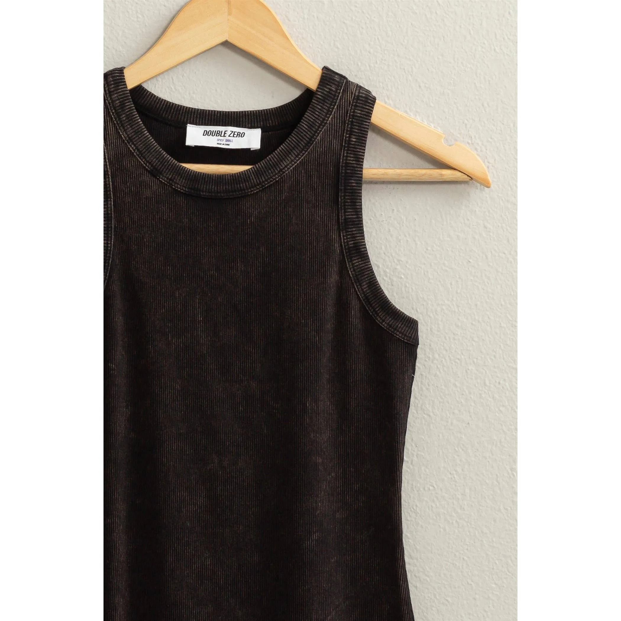Acid Washed Ribbed Mini Dress