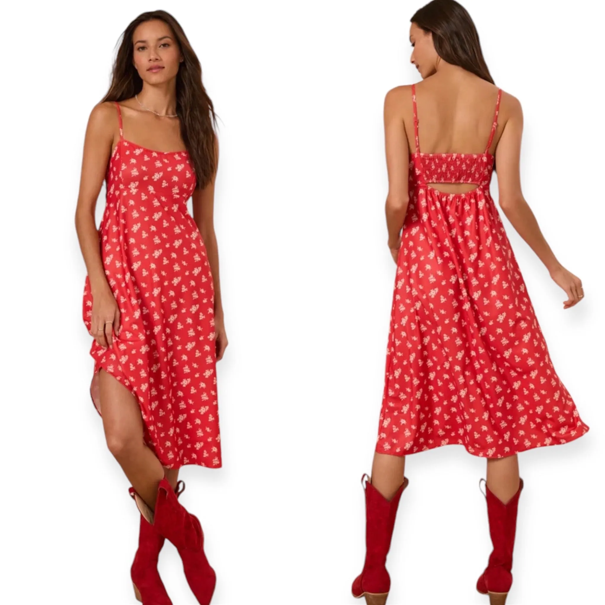 Altar’d State Poppy Floral Midi Dress XXSmall