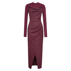 Anemone Ruched Slit Midi Dress