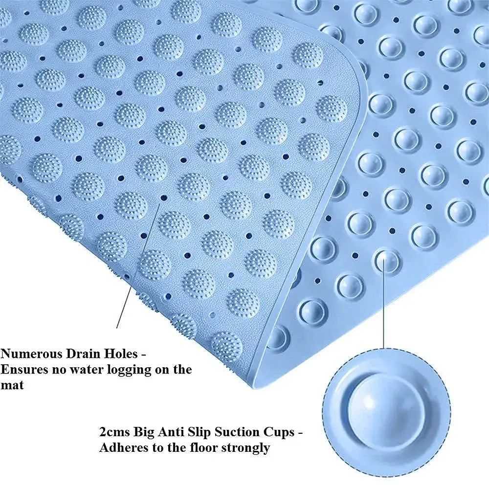 Anti-Slip Shower Mat for Bathroom Floor Blue, 80x120 cm (Accu-Pebble)