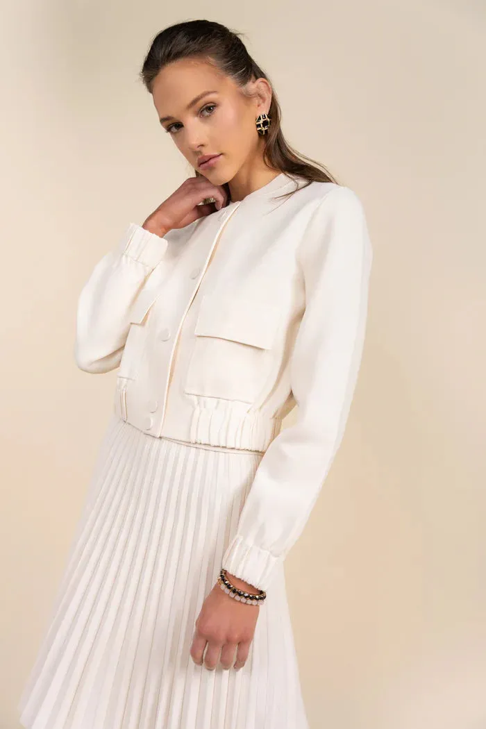 APP-S25-818 IVORY KNIT BOMBER CARDIGAN