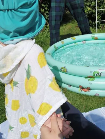 Baby Kids Beach Bath Towel Muslin Hooded Poncho - Lemon