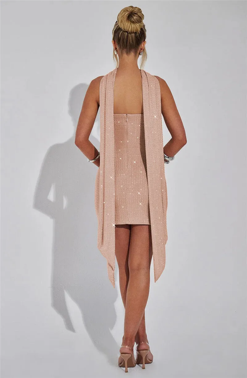 Bertha Sequins Backless Sexy Mini Dress