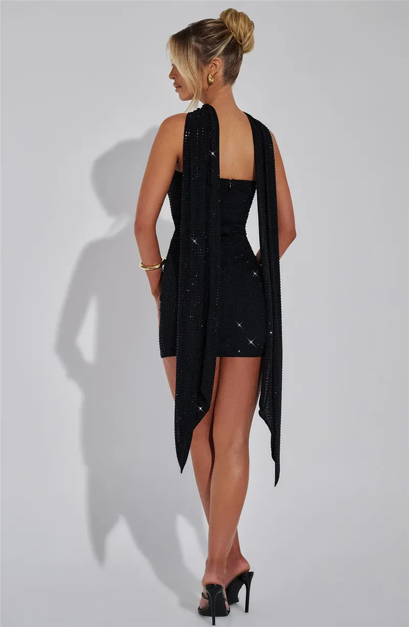 Bertha Sequins Backless Sexy Mini Dress