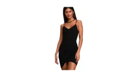 Black Sleeveless V-Neck Bodycon Dress