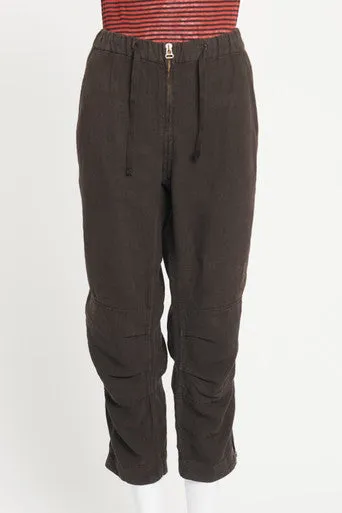 Black Washed Linen Casual Preowned Trousers