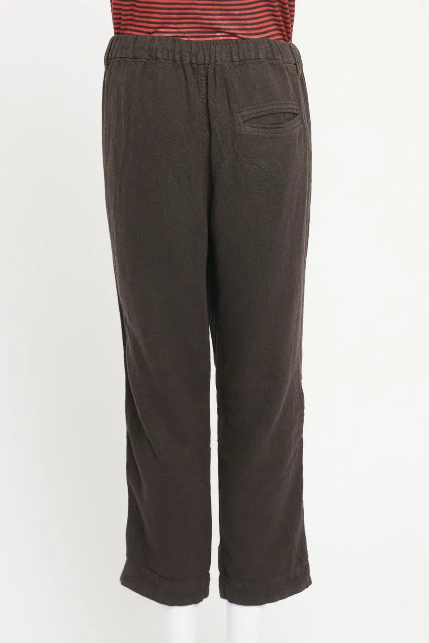 Black Washed Linen Casual Preowned Trousers