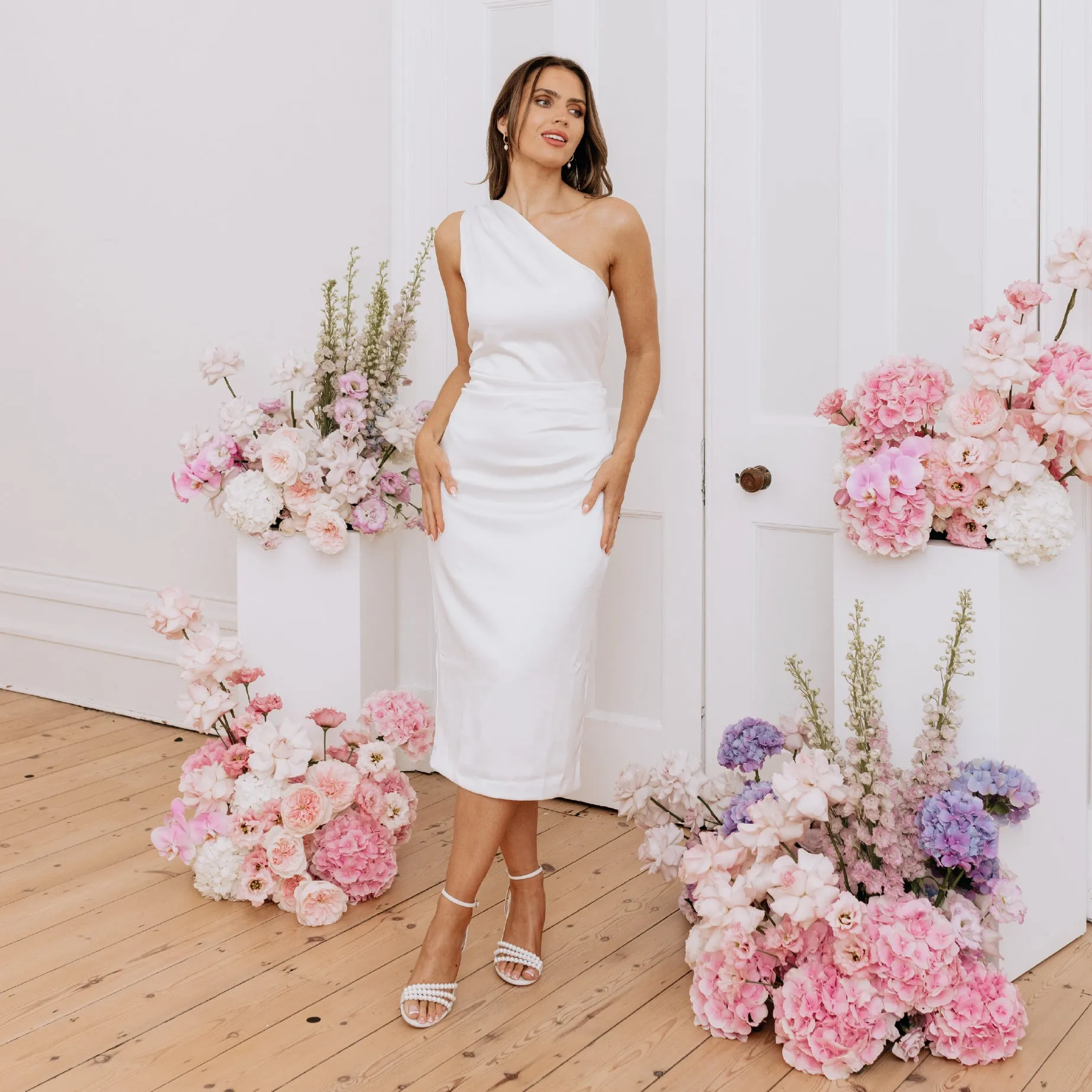 Blanca One Shoulder Midi Dress