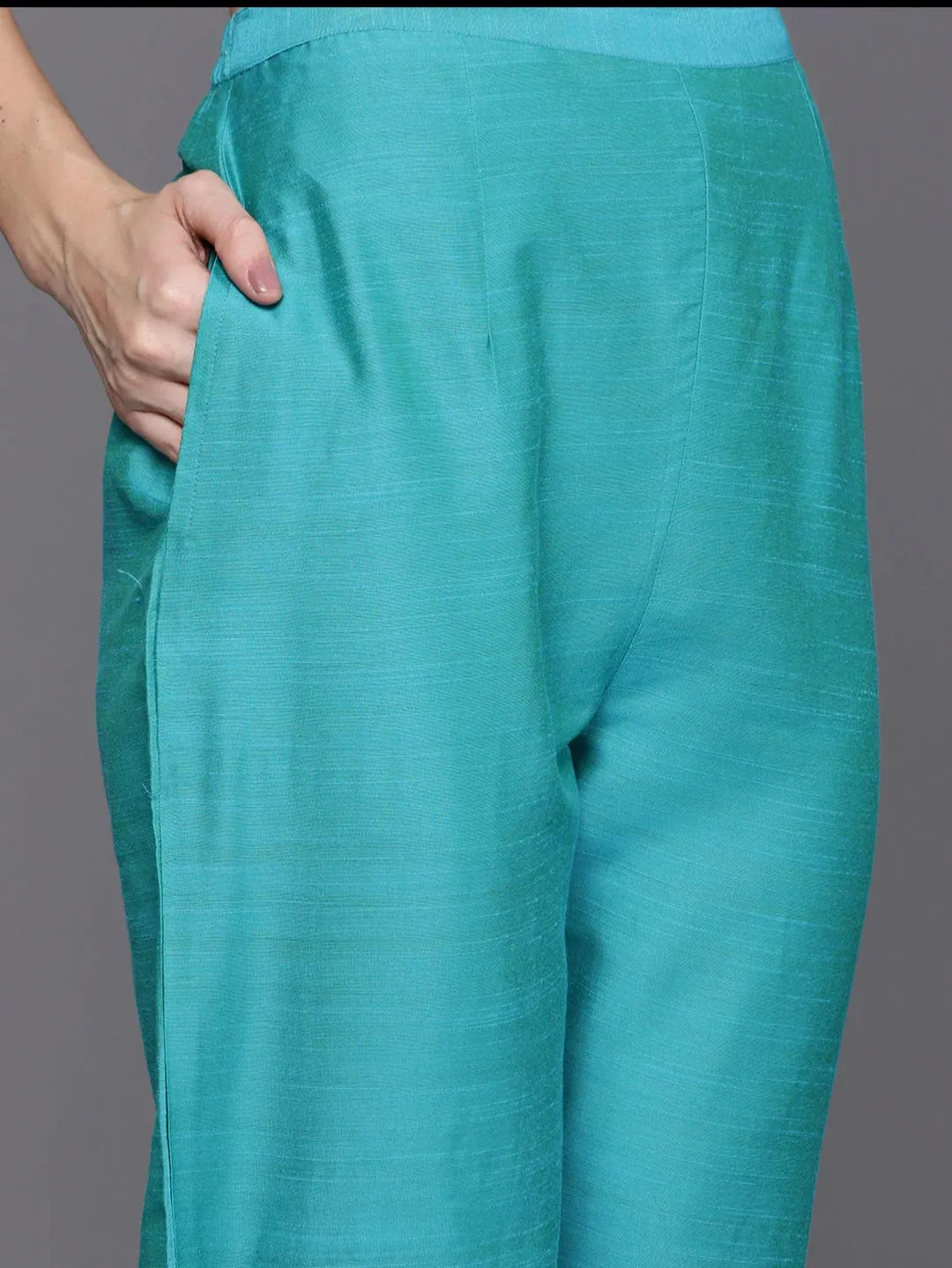 Blue Embroidered Sequinned Kurta Set