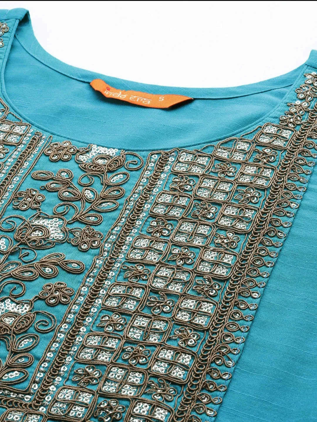 Blue Embroidered Sequinned Kurta Set