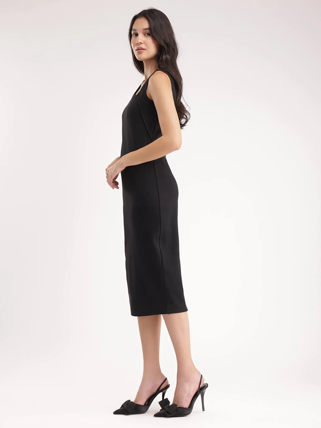 Bodycon Knitted Dress - Black