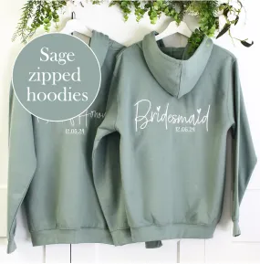 Bridal Zipped Hoodies - Sage