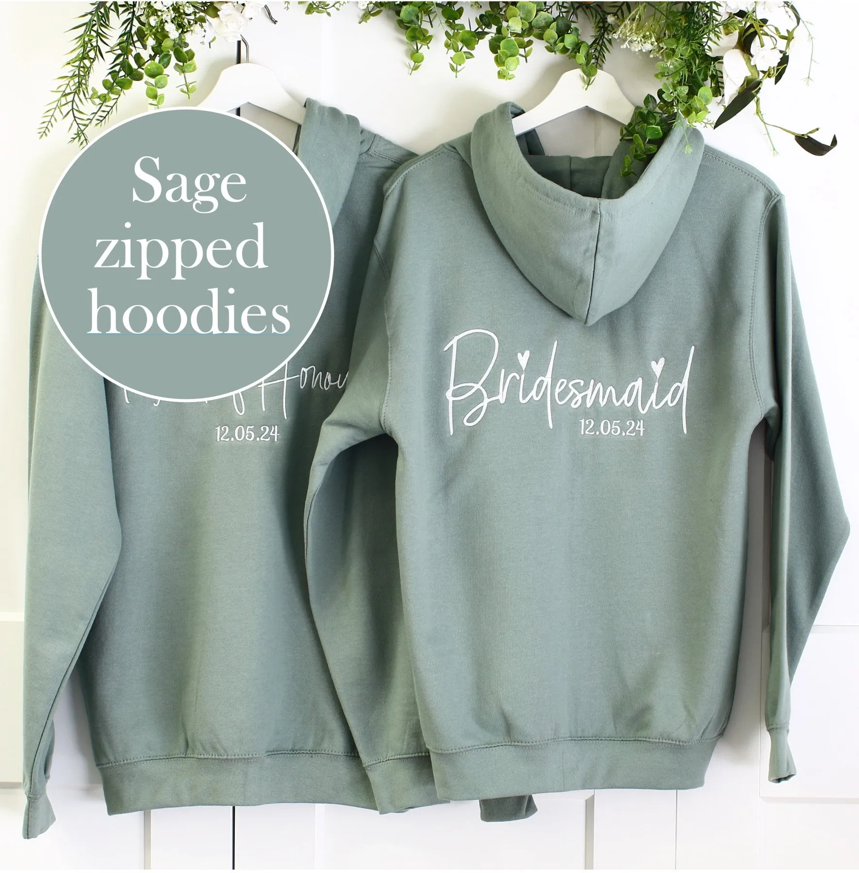 Bridal Zipped Hoodies - Sage