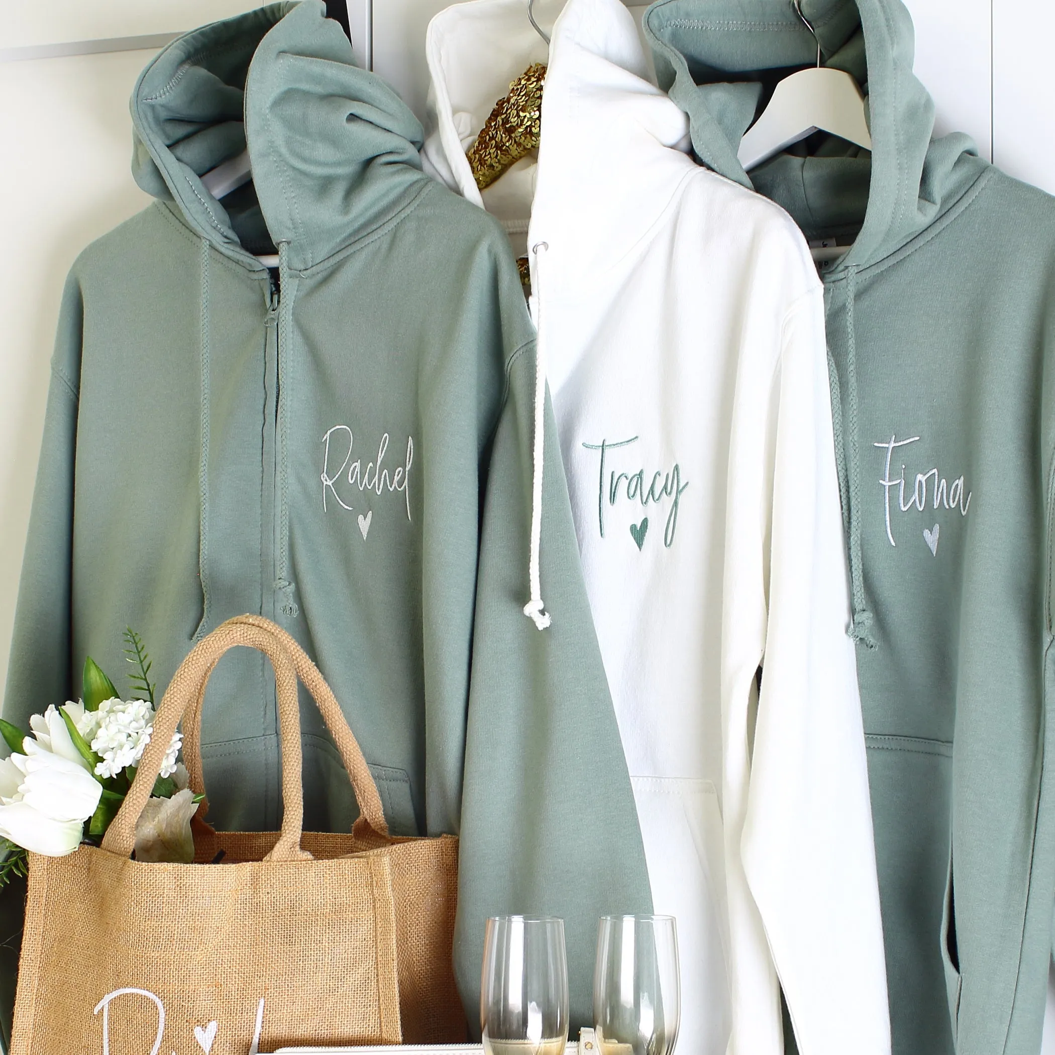 Bridal Zipped Hoodies - Sage