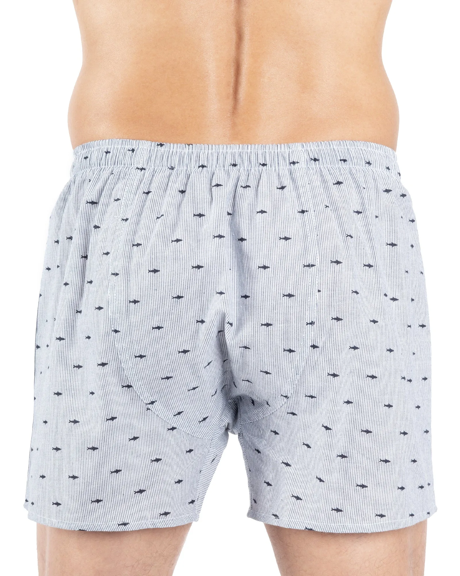 Caleçon avec Slip Intérieur en Popeline de Coton imprimée BLEU MARINE E324