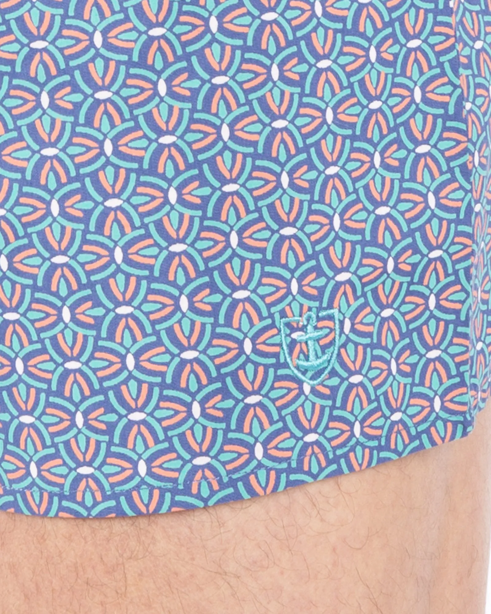 Caleçon avec Slip Intérieur en Popeline Pur Coton imprimée BLEU  E325