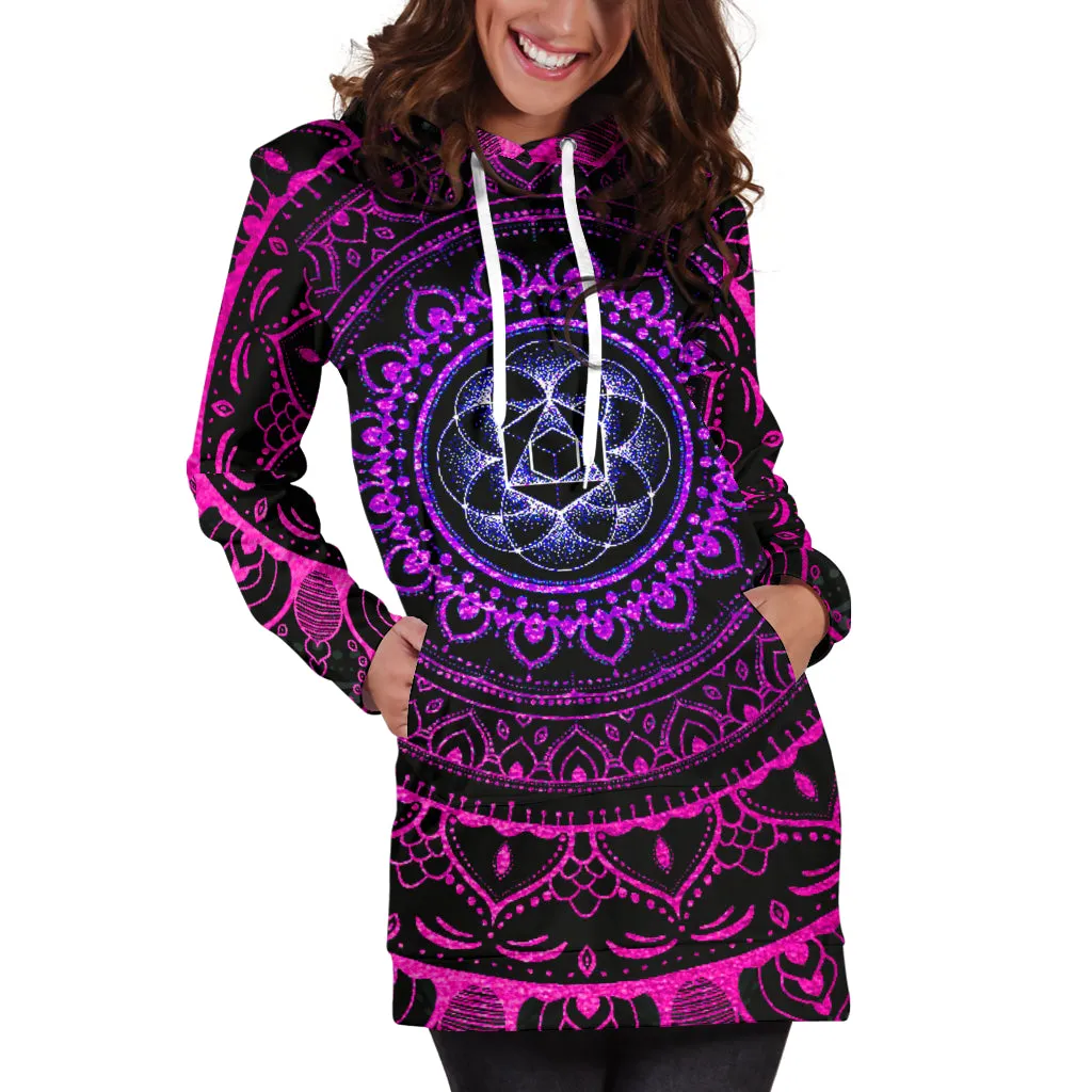 Cameron Gray | Neon Mandala | Women's Hoodie Dress