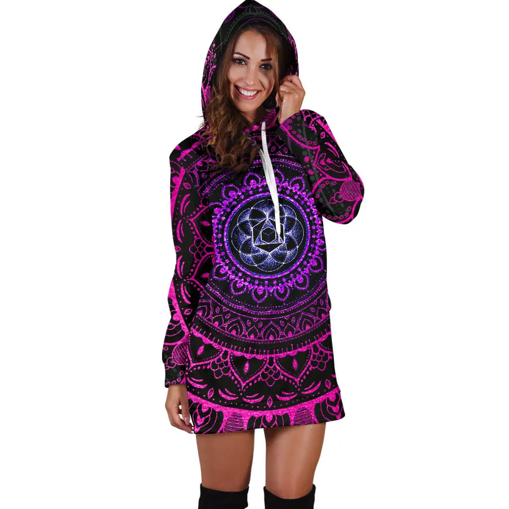 Cameron Gray | Neon Mandala | Women's Hoodie Dress