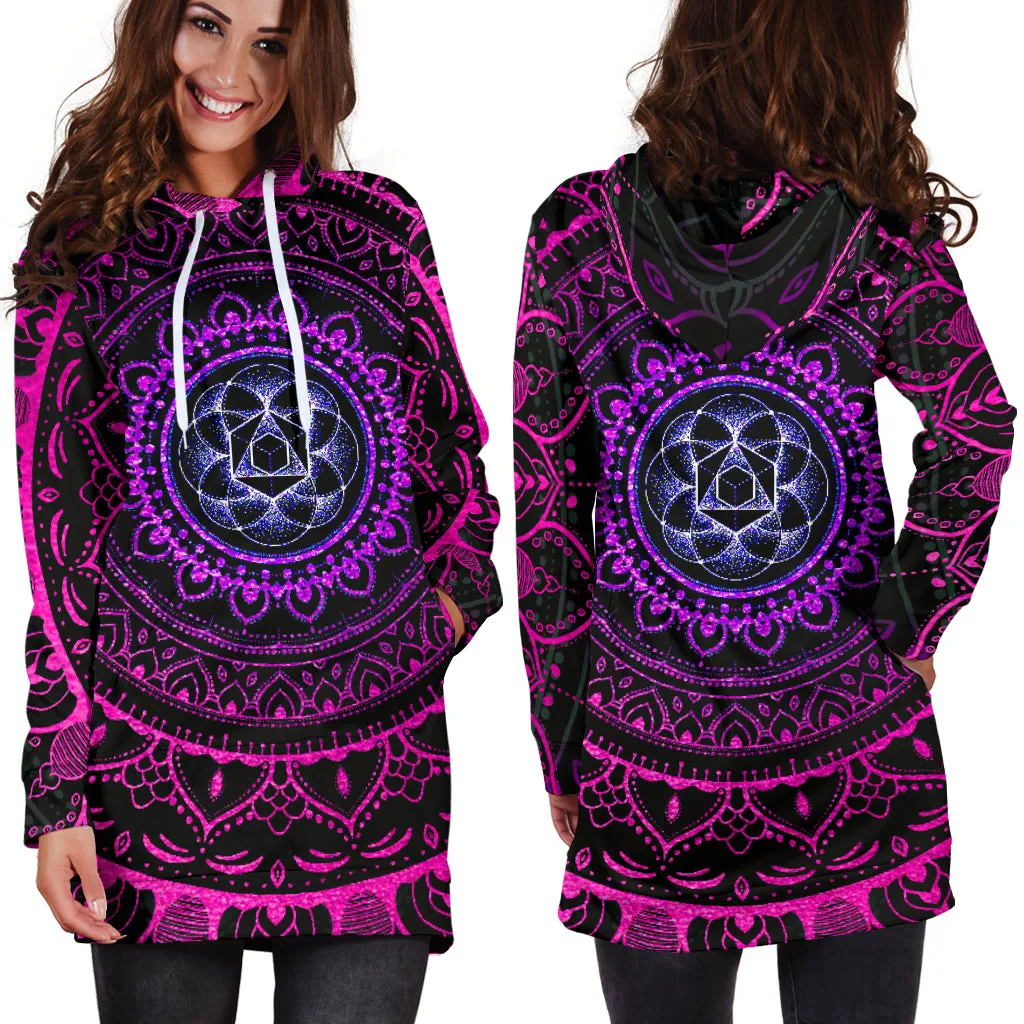 Cameron Gray | Neon Mandala | Women's Hoodie Dress