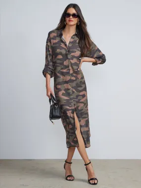 Camo Maxi Button Down Shirt Dress
