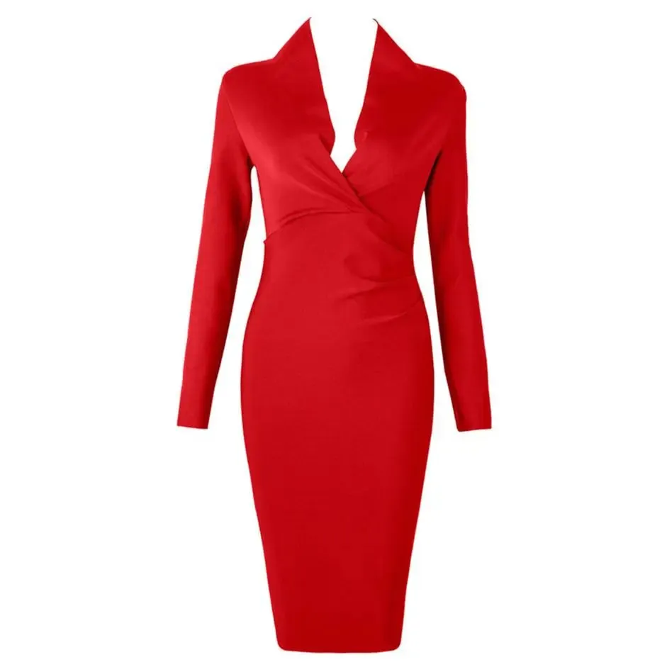 Celebrity Bodycon Evening Midi Dress