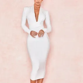 Celebrity Bodycon Evening Midi Dress