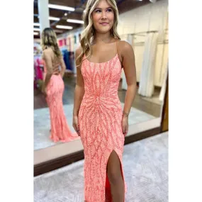 Charming Sparkly Backless Criss-Cross Straps Scoop Sheath Sequins Party Prom Dress