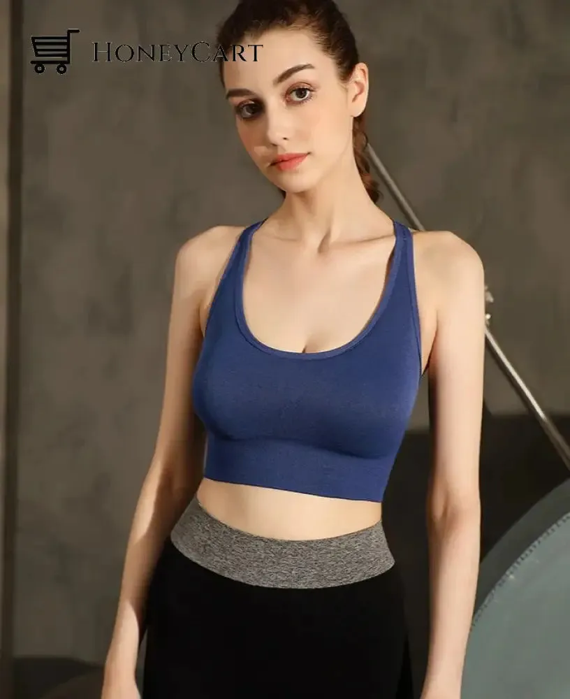 Criss-Cross Push Up Seamless Sports Bra High Impact Shockproof Bra With Buckle For Yoga And Gym