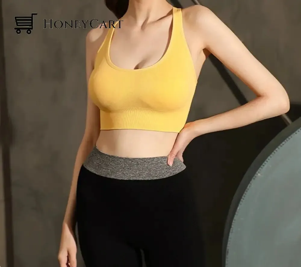 Criss-Cross Push Up Seamless Sports Bra High Impact Shockproof Bra With Buckle For Yoga And Gym