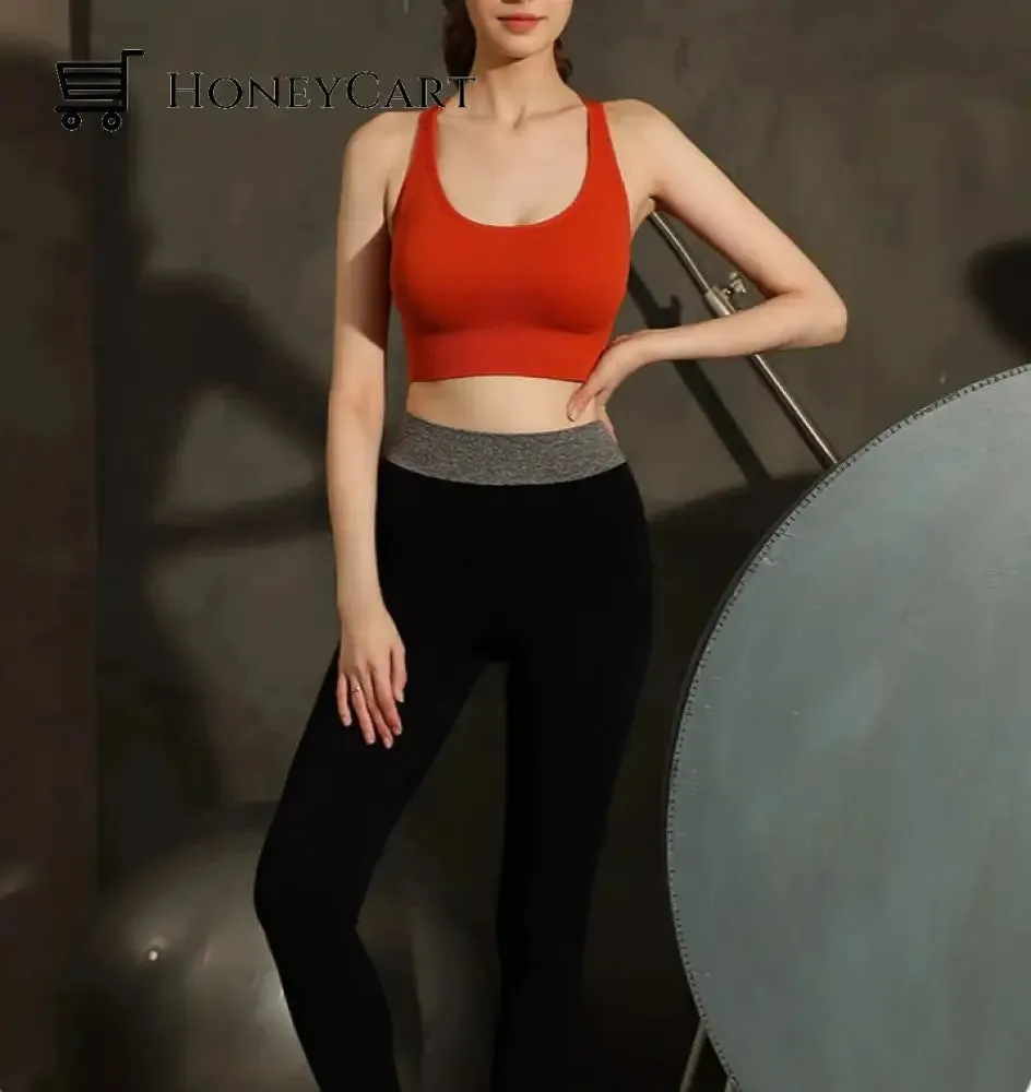 Criss-Cross Push Up Seamless Sports Bra High Impact Shockproof Bra With Buckle For Yoga And Gym