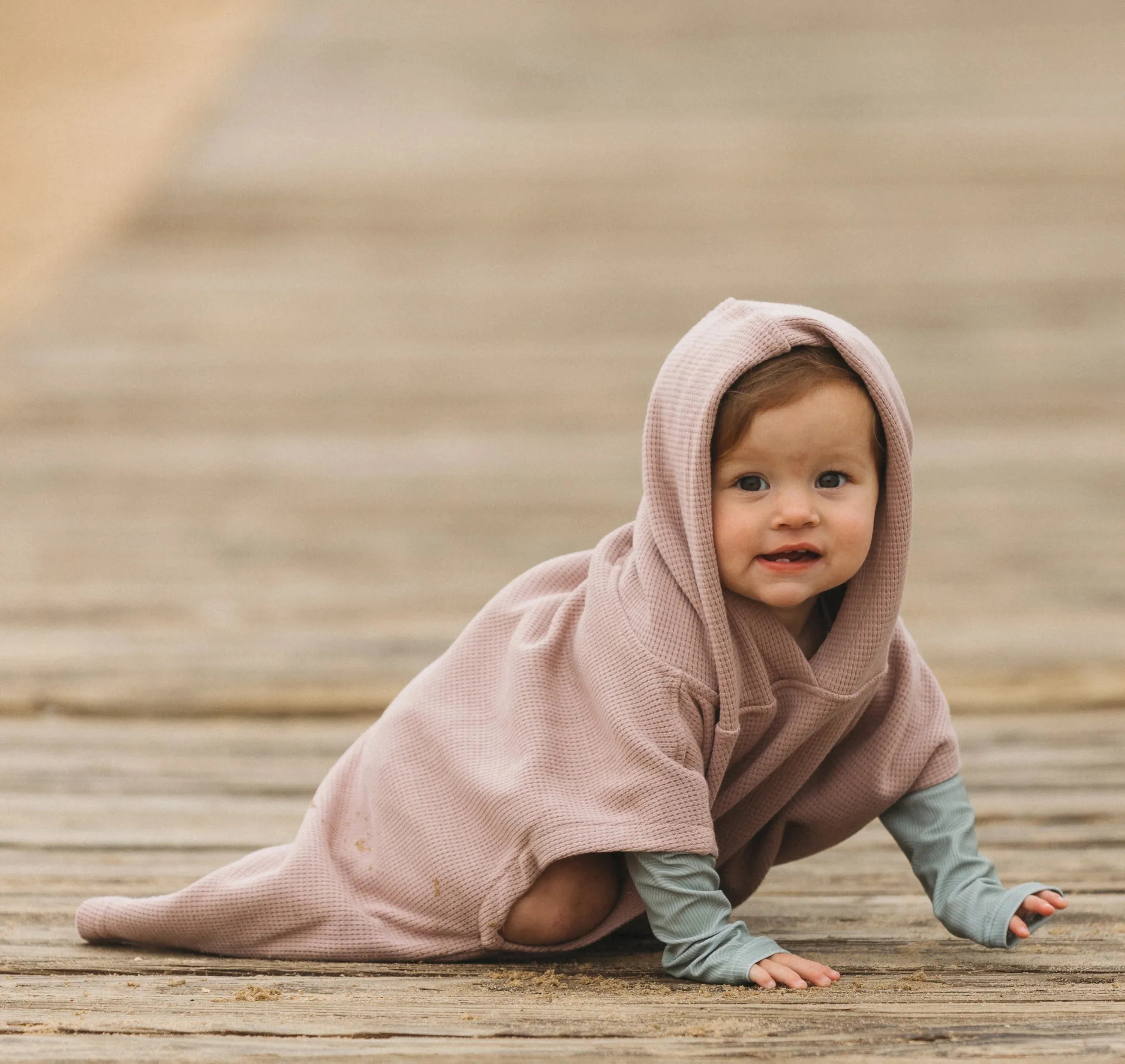 Current Tyed Waffle Beach Poncho || Dusty Rose