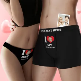 Custom Face Cute Love Couple Underwear Personalized Underwear Valentine's Day Gift