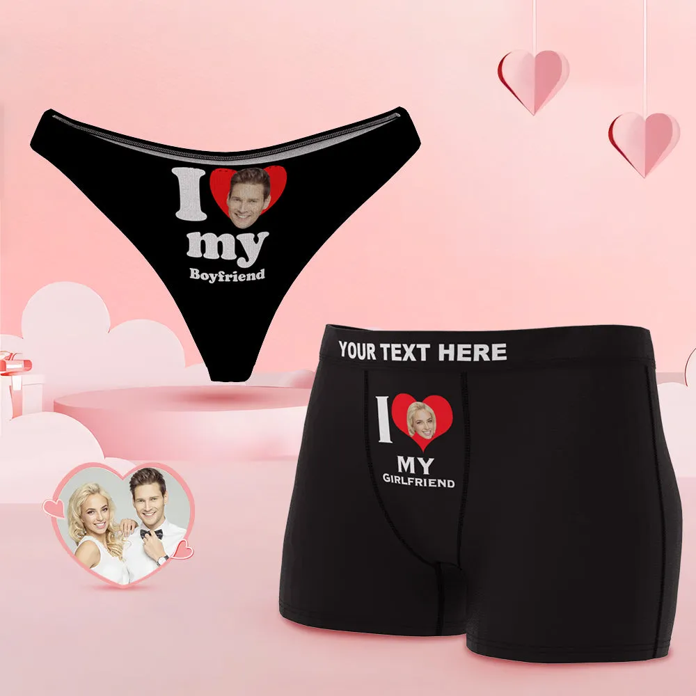 Custom Face Cute Love Couple Underwear Personalized Underwear Valentine's Day Gift