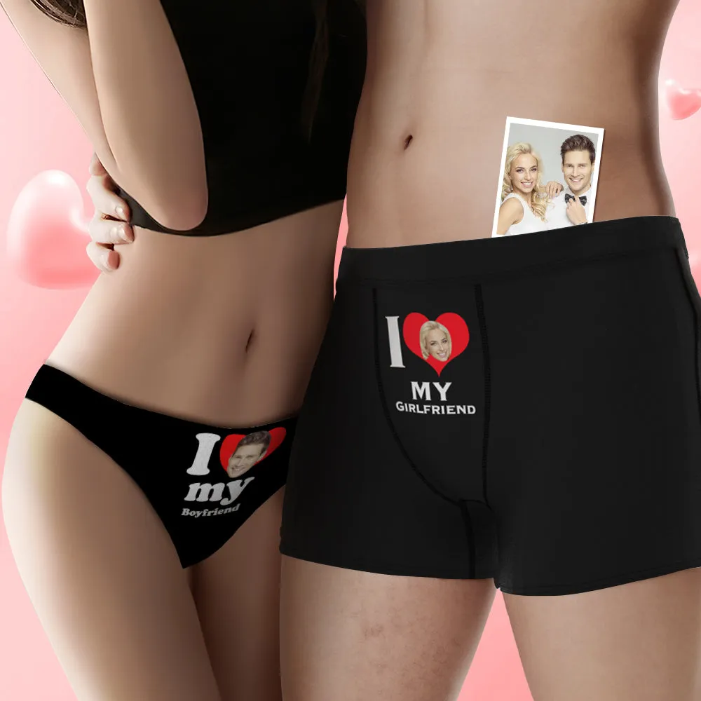 Custom Face Cute Love Couple Underwear Personalized Underwear Valentine's Day Gift