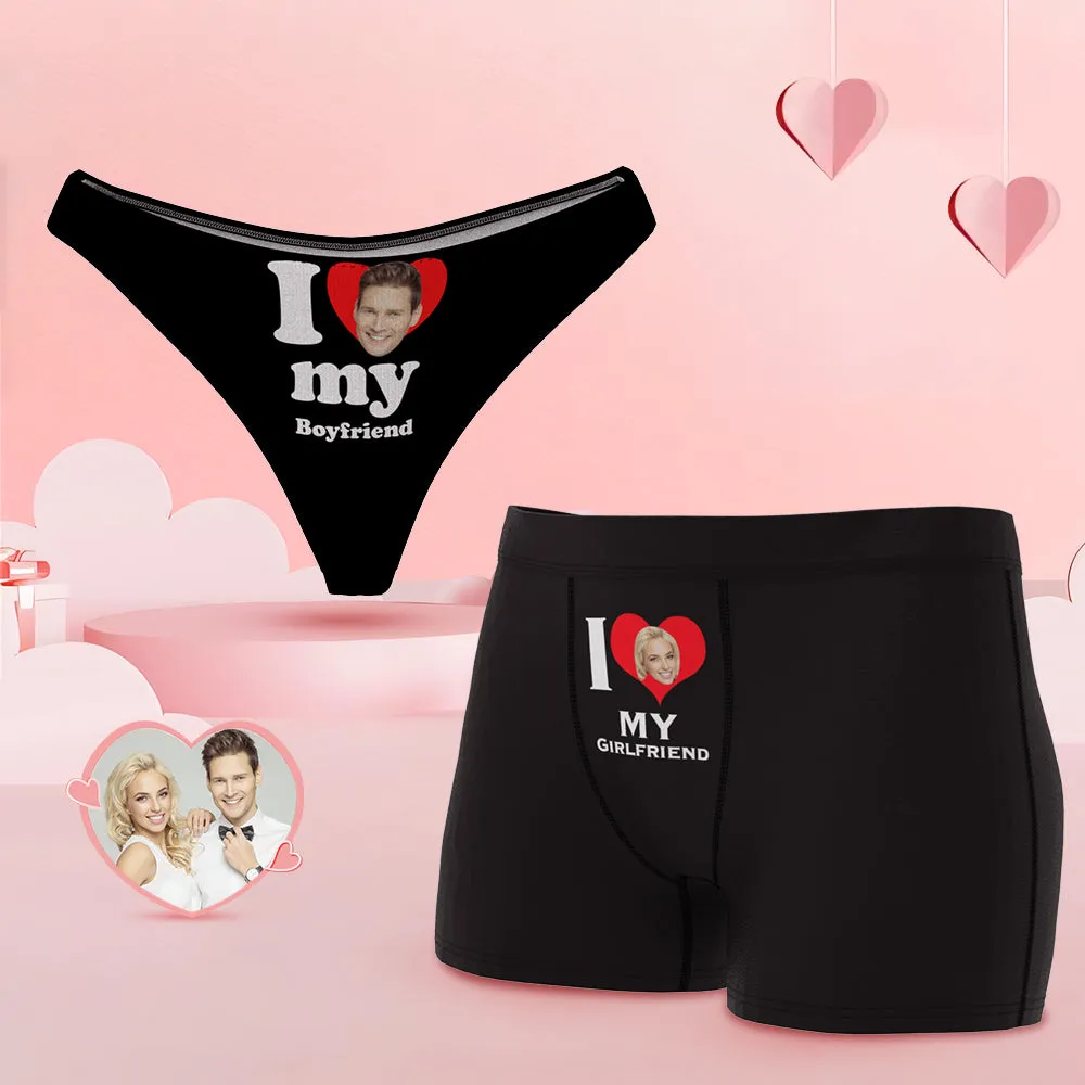 Custom Face Cute Love Couple Underwear Personalized Underwear Valentine's Day Gift