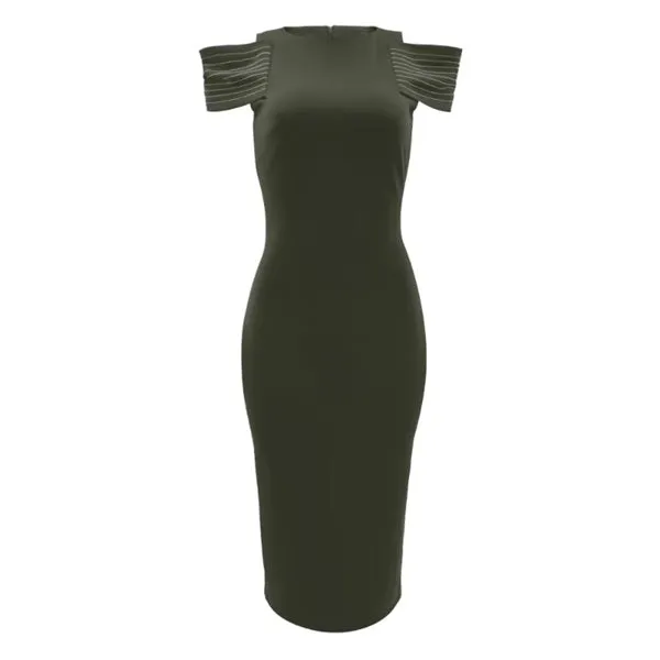 Elegant Women's Midi Dress – Sleeveless Bodycon Split Dress for Summer, Casual Office Lady Vintage Long Dress