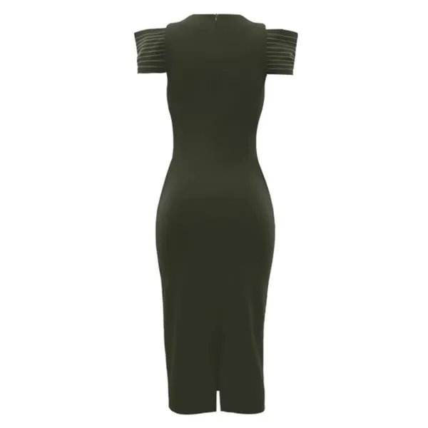 Elegant Women's Midi Dress – Sleeveless Bodycon Split Dress for Summer, Casual Office Lady Vintage Long Dress