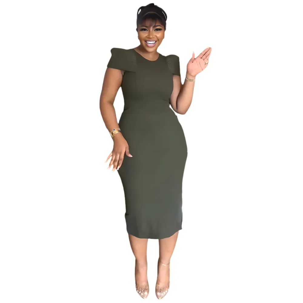 Elegant Women's Midi Dress – Sleeveless Bodycon Split Dress for Summer, Casual Office Lady Vintage Long Dress