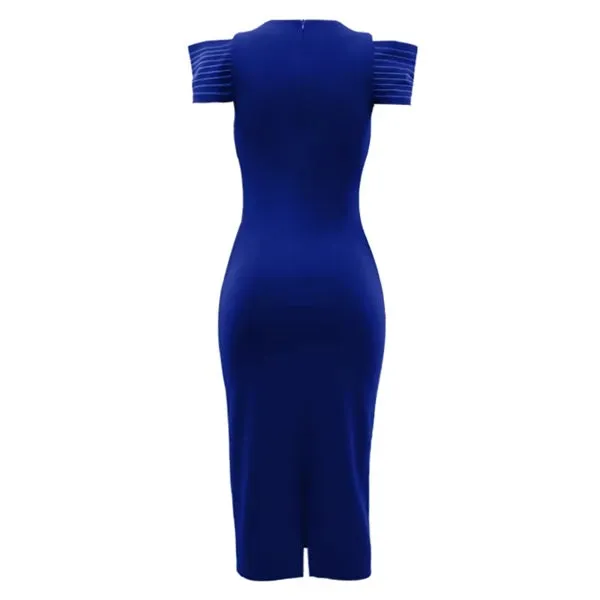 Elegant Women's Midi Dress – Sleeveless Bodycon Split Dress for Summer, Casual Office Lady Vintage Long Dress