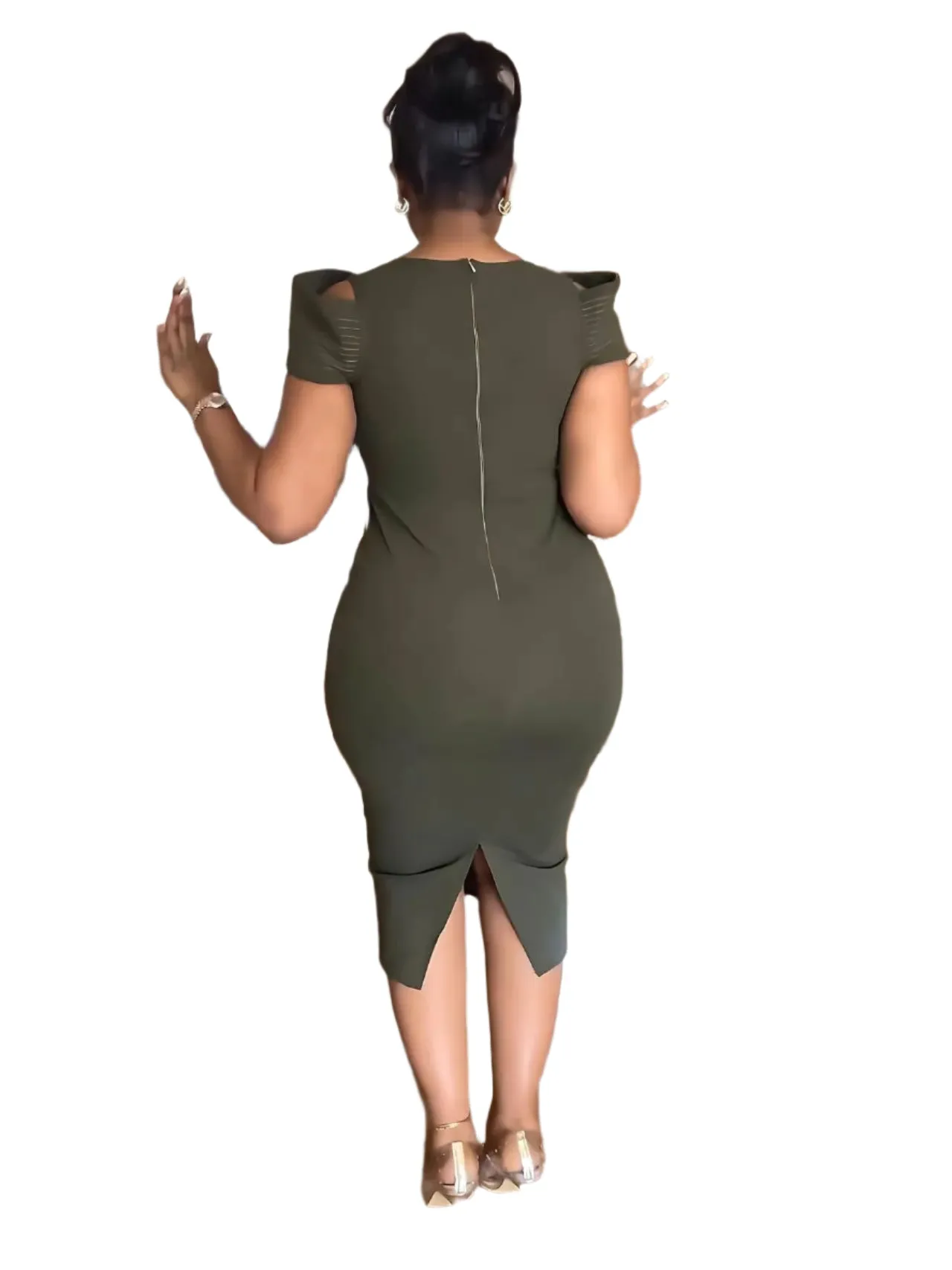 Elegant Women's Midi Dress – Sleeveless Bodycon Split Dress for Summer, Casual Office Lady Vintage Long Dress