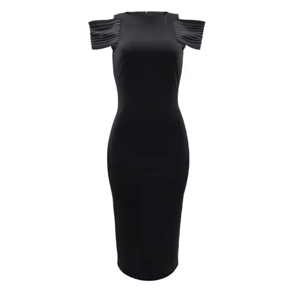 Elegant Women's Midi Dress – Sleeveless Bodycon Split Dress for Summer, Casual Office Lady Vintage Long Dress